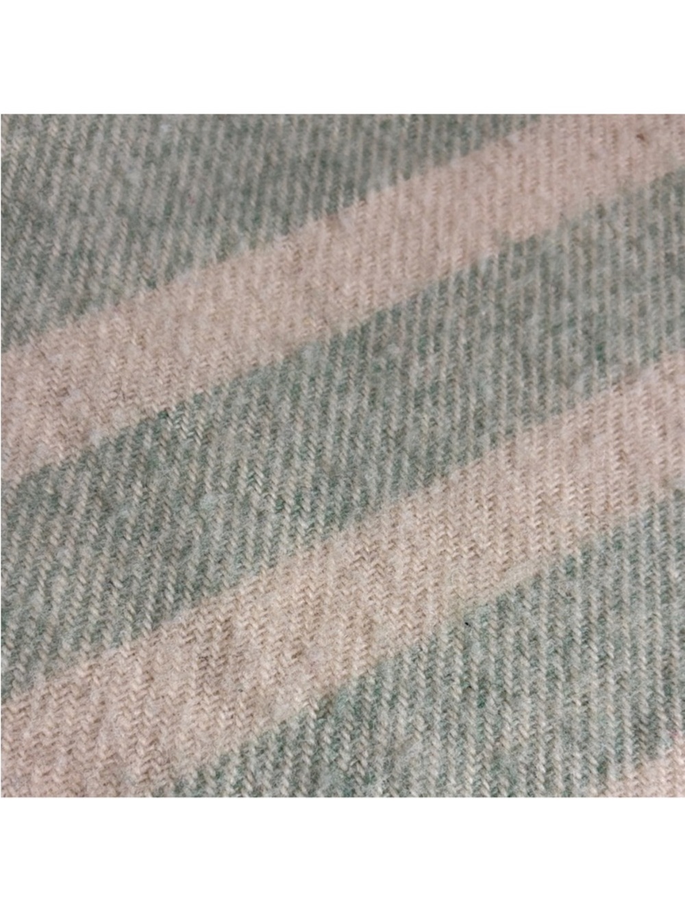 Vintage Wool Blanket Sage Green w/Cream Stripes | Cozy Winter Cabin Throw - Picture 6 of 6